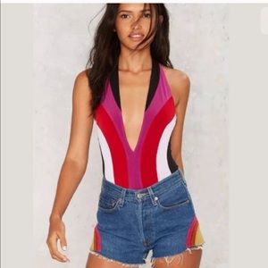 Nasty Gal Multicolored Bodysuit Xs